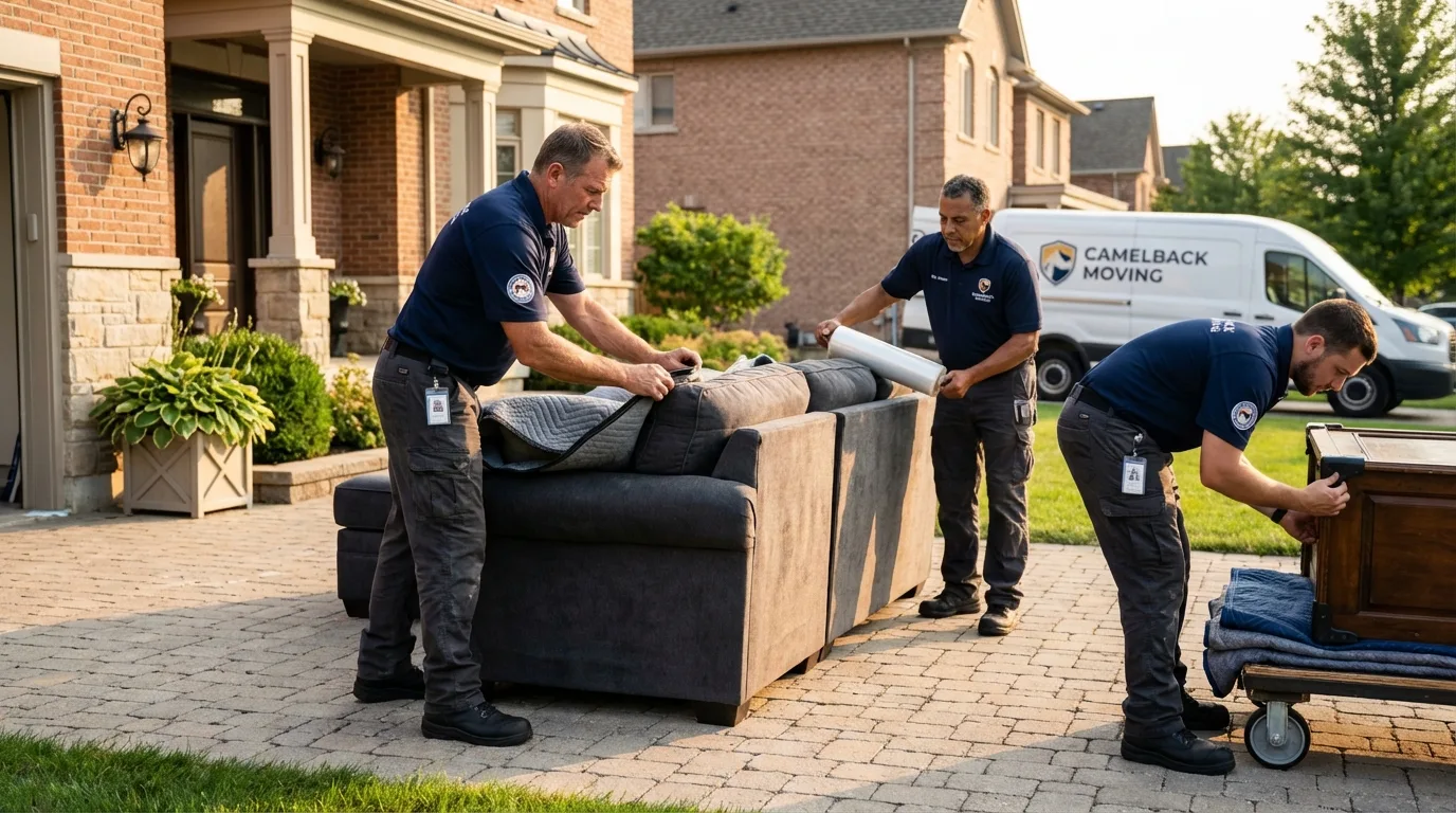 Large estate moving crew wrapping furniture in Piedmont, OK