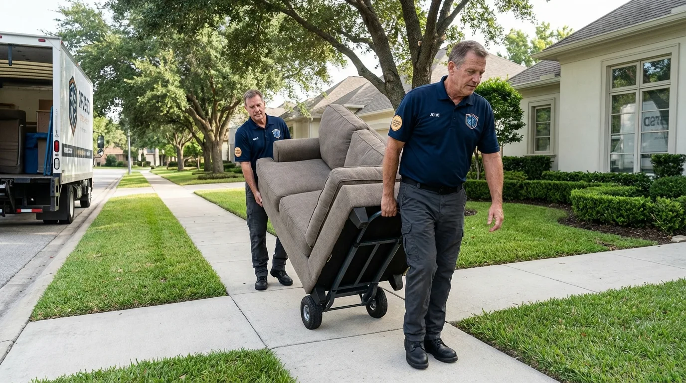 Local residential moving crew loading furniture in Piedmont, OK
